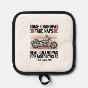 Funny Grandpa Motorcycle Vintage Engraving T-Shirt Pot Holder