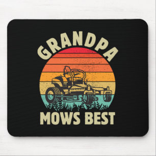 Funny Grandpa Mows Best Lawn Mowing Gardening Fath Mouse Pad