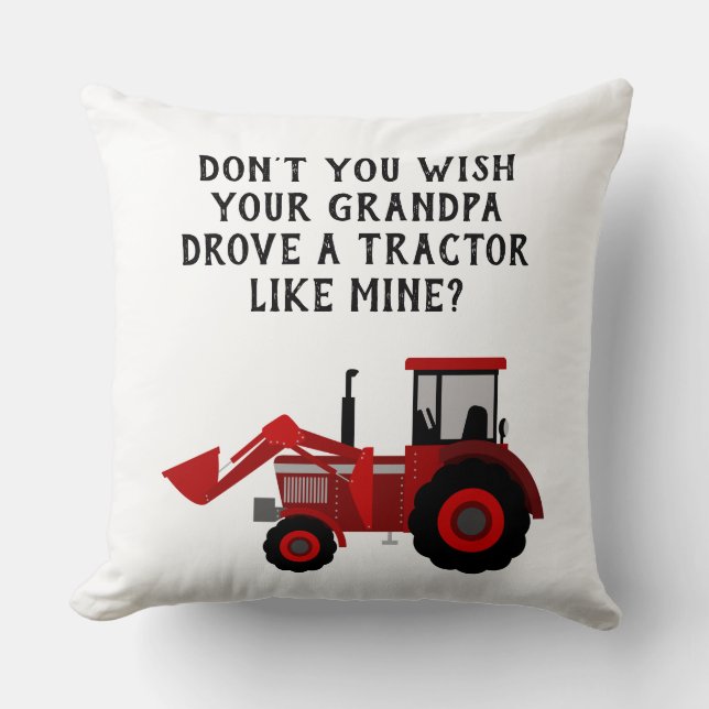 Funny Grandpa Red Tractor Quote Cushion (Front)