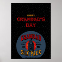 Funny Grandpa Six Pack Poster - Father's Day Beer 