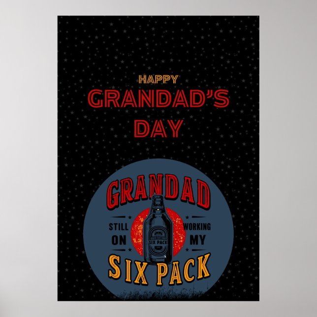Funny Grandpa Six Pack Poster - Father's Day Beer  (Front)