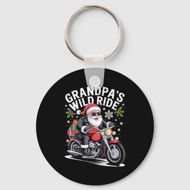 Funny Grandpa's Biker Ride Christmas Motorcycle Sa Key Ring (Front)