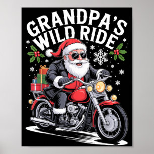 Funny Grandpa's Biker Ride Christmas Motorcycle Sa Poster