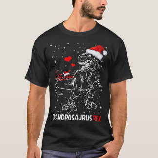 Funny Grandpasaurus Rex Dinosaur Red Plaid Christm T-Shirt