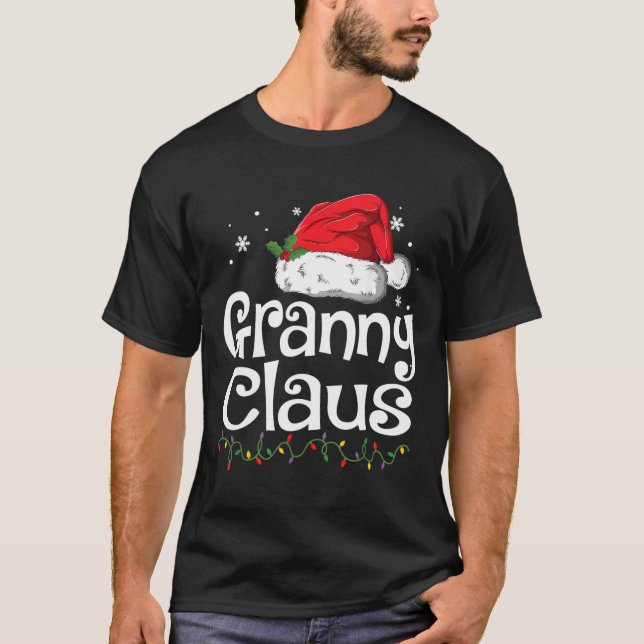 Funny Granny Claus Christmas T-Shirt Pyjamas Santa (Front)