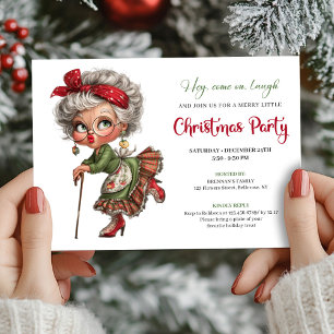 Funny Granny Comic Christmas Holiday Invite