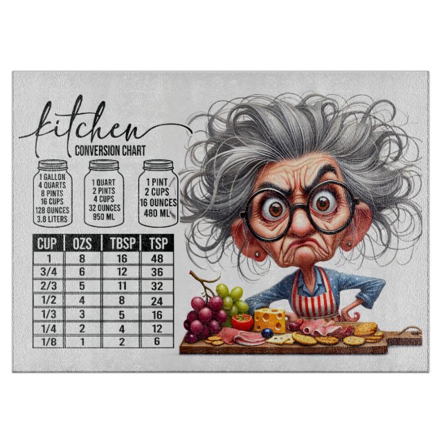 Funny Granny Kitchen Conversion Chart Cutting Board (Front)