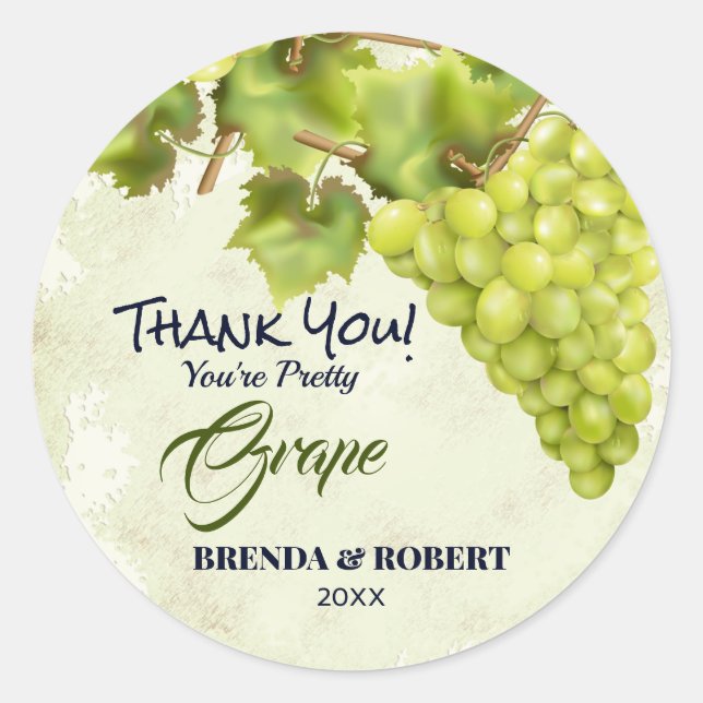 Funny Grape Fruit Thank You Classic Round Sticker (Front)