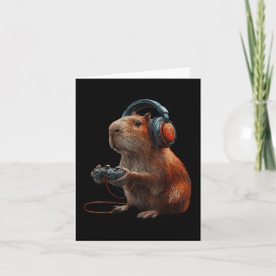 Funny Graphic Capybara Video Games For Gamer Card