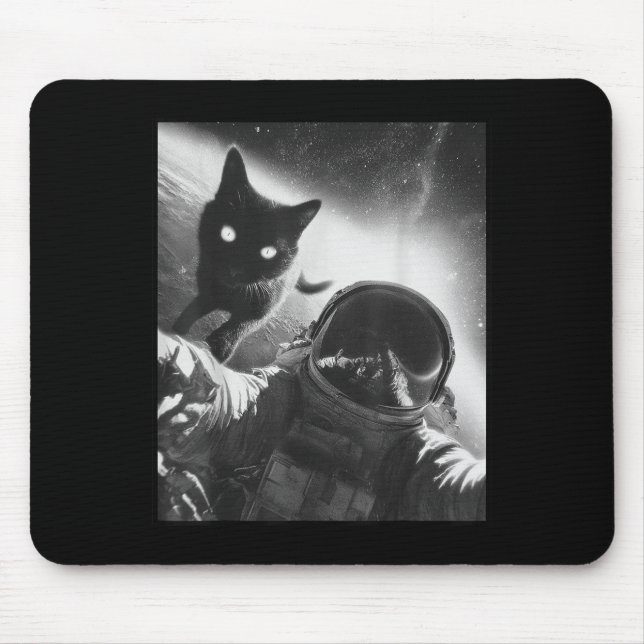 Funny Graphic Cat Astronaut Selfie Funny _1  Mouse Pad (Front)