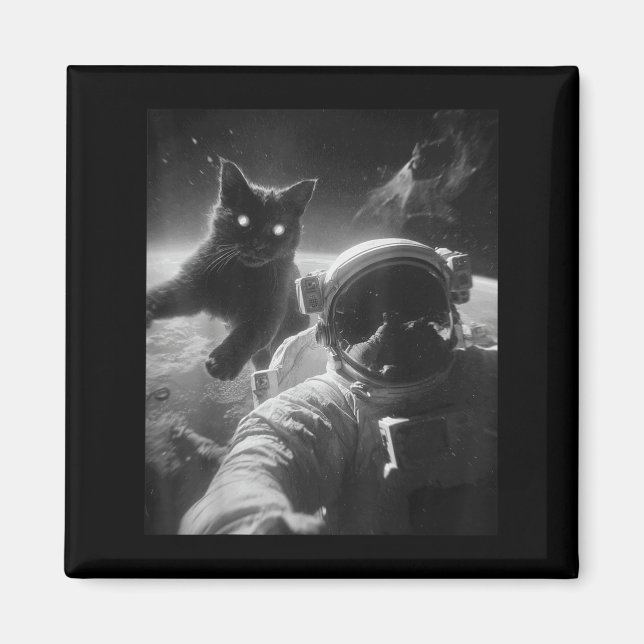 Funny Graphic Cat Astronaut Selfie Funny  Magnet (Front)