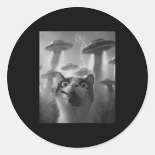 Funny Graphic Cat Gangster Funny _1 Classic Round Sticker