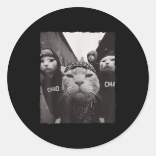 Funny Graphic Cat Gangster Funny Classic Round Sticker