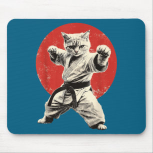 Funny Graphic Cat Karate Judo Japan Japanese Mouse Pad