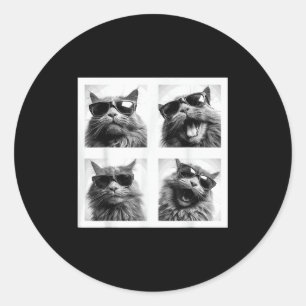 Funny Graphic Cat Photobooth Selfie Funny _1 Classic Round Sticker