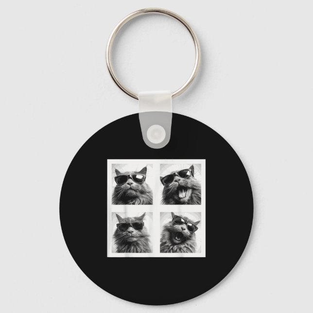 Funny Graphic Cat Photobooth Selfie Funny _1  Key Ring (Front)