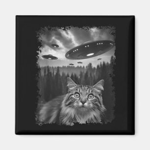 Funny Graphic Cat Selfie With Bigfoot Sasquatch Al Magnet