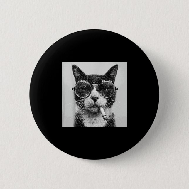 Funny Graphic Cat Smoking Adult Funny _1  6 Cm Round Badge (Front)