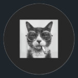 Funny Graphic Cat Smoking Adult Funny _1  Classic Round Sticker<br><div class="desc">Funny Graphic Cat Smoking Adult Funny _1</div>