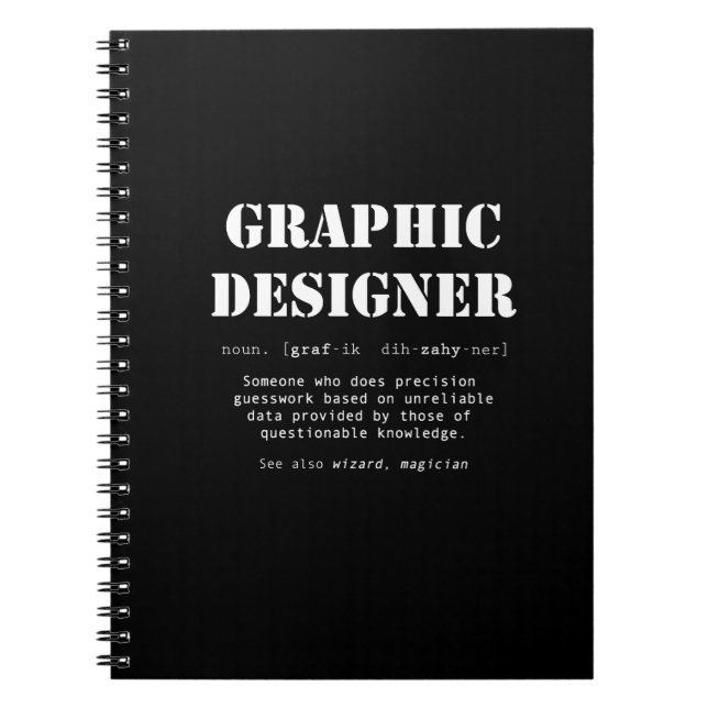 Funny Graphic Designer Dictionary Definition Gift Notebook (Front)