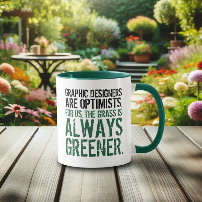Funny Graphic Designers are Optimists ... Mug (Graphic Designers are Optimists Two-Tone Mug Cover Photo)