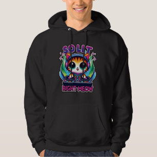 Funny Graphic Pixel Kandi DJ Cat Festival Rave Par Hoodie