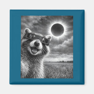 Funny Graphic Raccoon Selfie Solar Eclipse Animal Magnet