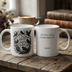 Funny Graphic Raven Book Club Member Two-Tone Coffee Mug