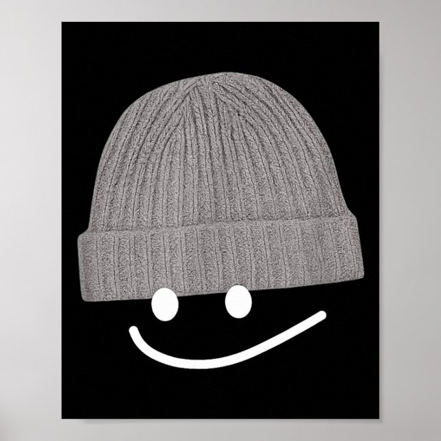 Funny Graphic Smile Face Men Women Cute Wool Hat W Poster (Front)