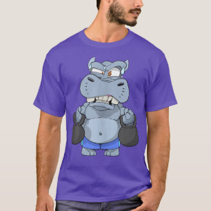 Funny Graphic Tee Fitness Hippo Lifting Kettle Bel