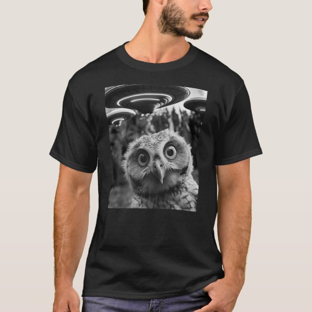 Funny Graphic Tee For Men Women Owl Selfie with UF (Front)