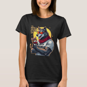Funny Graphic Tee Ill Protect You Kitten Alpha Wol