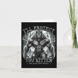 Funny Graphic Tee Ill Protect You Kitten Alpha Wol Card