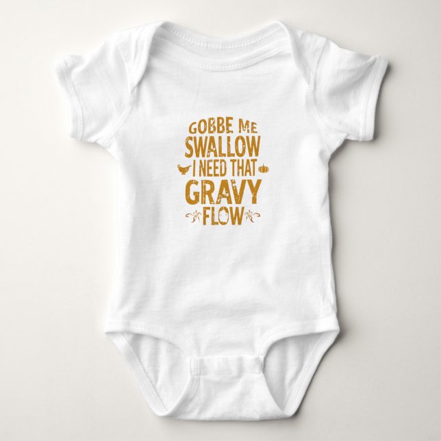 Funny Gravy Flow Thanksgiving Typography  Gif Baby Bodysuit (Front)