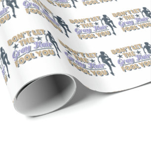 Funny Gray Hair Running Quote - Older Runner Wrapping Paper