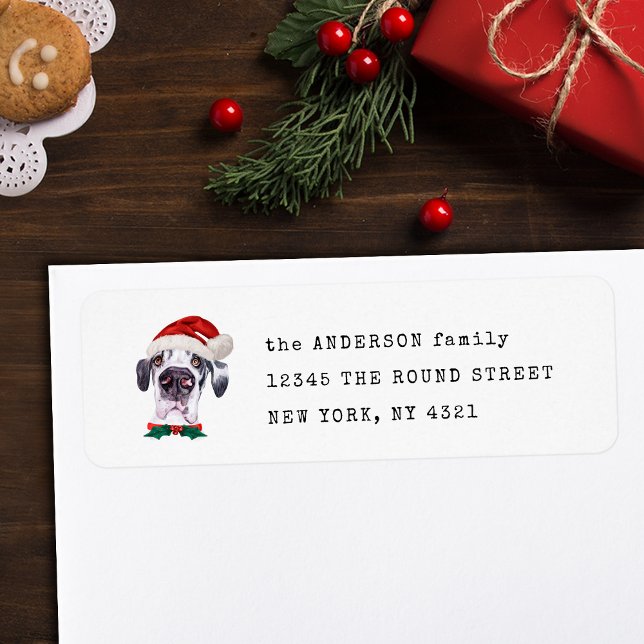 Funny Great Dane Christmas Dog Return Address Label (Creator Uploaded)