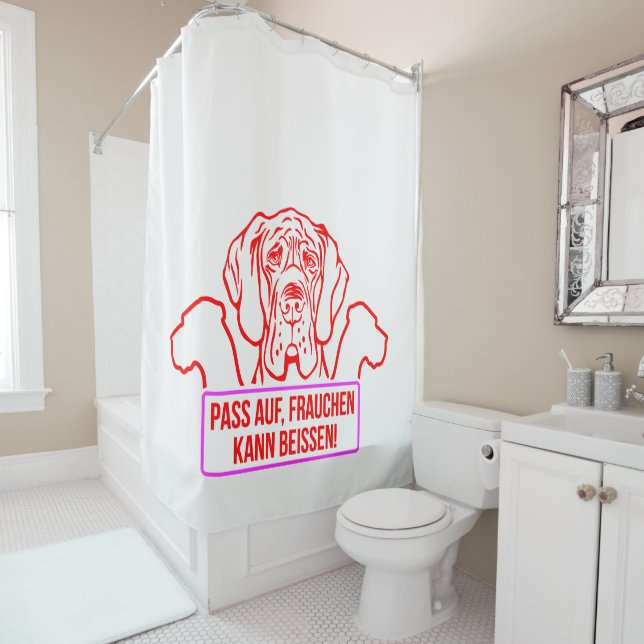 Funny Great Dane Dogs Statement Shower Curtain (In Situ)