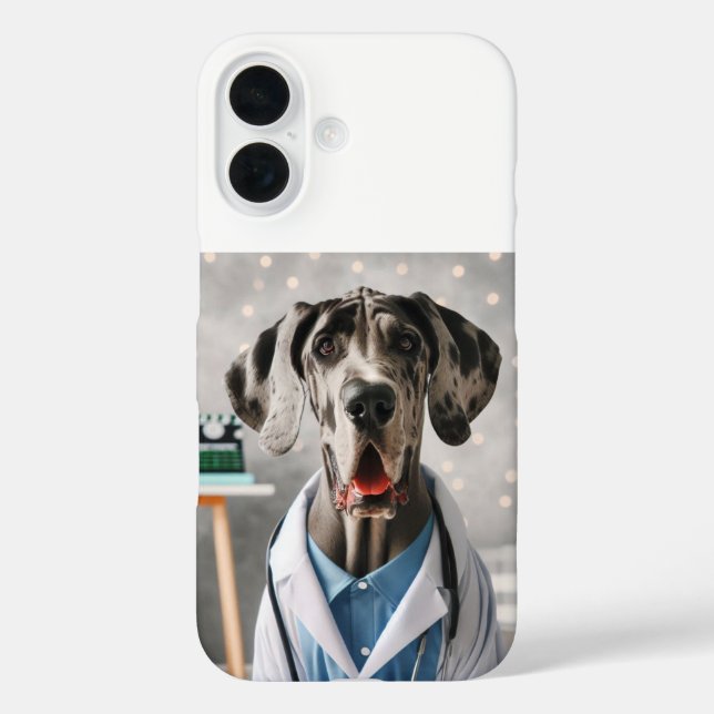 Funny Great Dane Dressed as Doctor Case-Mate iPhone Case (Back)
