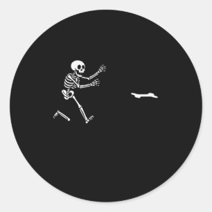 Funny Great Dane Running Skeleton Halloween _1 Classic Round Sticker