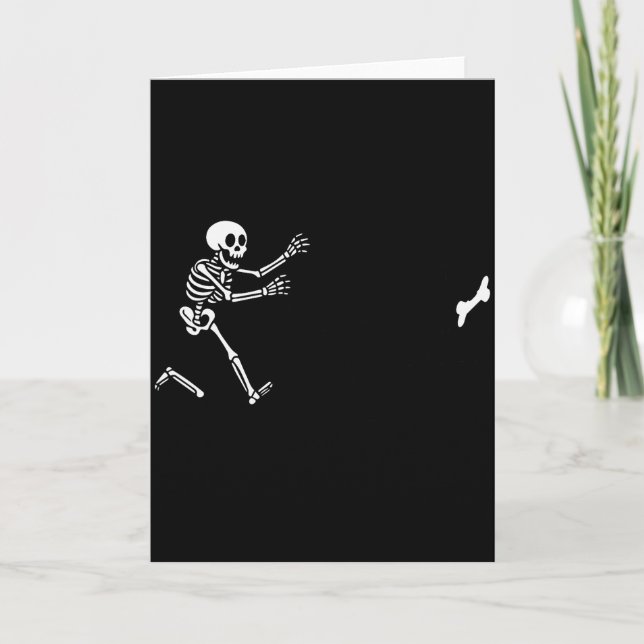 Funny Great Dane Running Skeleton Halloween  Card (Front)