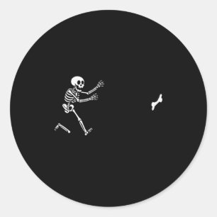 Funny Great Dane Running Skeleton Halloween  Classic Round Sticker
