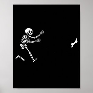 Funny Great Dane Running Skeleton Halloween Poster