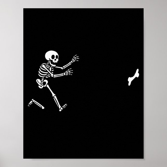 Funny Great Dane Running Skeleton Halloween  Poster (Front)