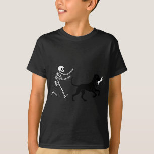 Funny Great Dane Running Skeleton Halloween T-Shirt