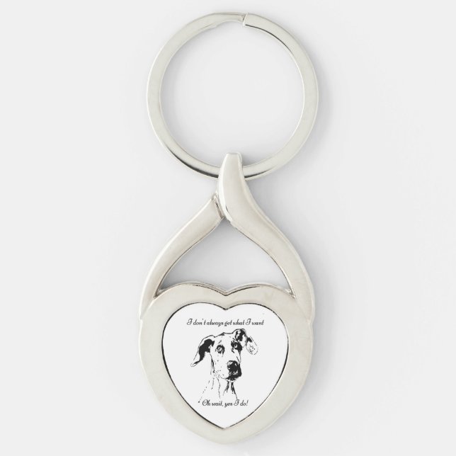 Funny Great Dane Spoiled Dog Humour Quote Key Ring (Front)