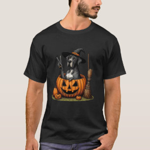 Funny Great Dane Witch Pumpkin Halloween Mens Wome T-Shirt