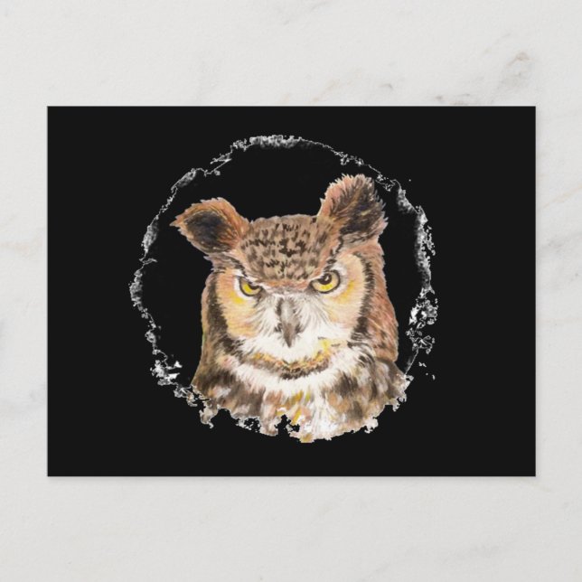 Funny Great Horned Owl Peeking at You Postcard (Front)
