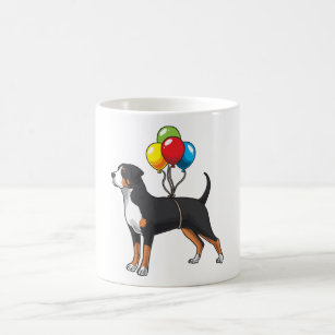 Funny Greater Swiss Mountain Dog With Balloons Coffee Mug