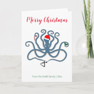 Funny Greek / Minoan Octopus Christmas Caroling Card