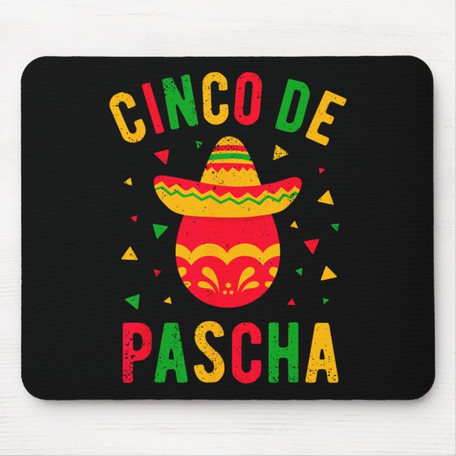Funny Greek Orthodox Easter Egg Kalo Pascha Cinco  Mouse Pad (Front)